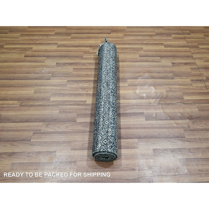 Modern and Contemporary Wool Hand Knotted Rug Grey 3.1x4.11 -O076156