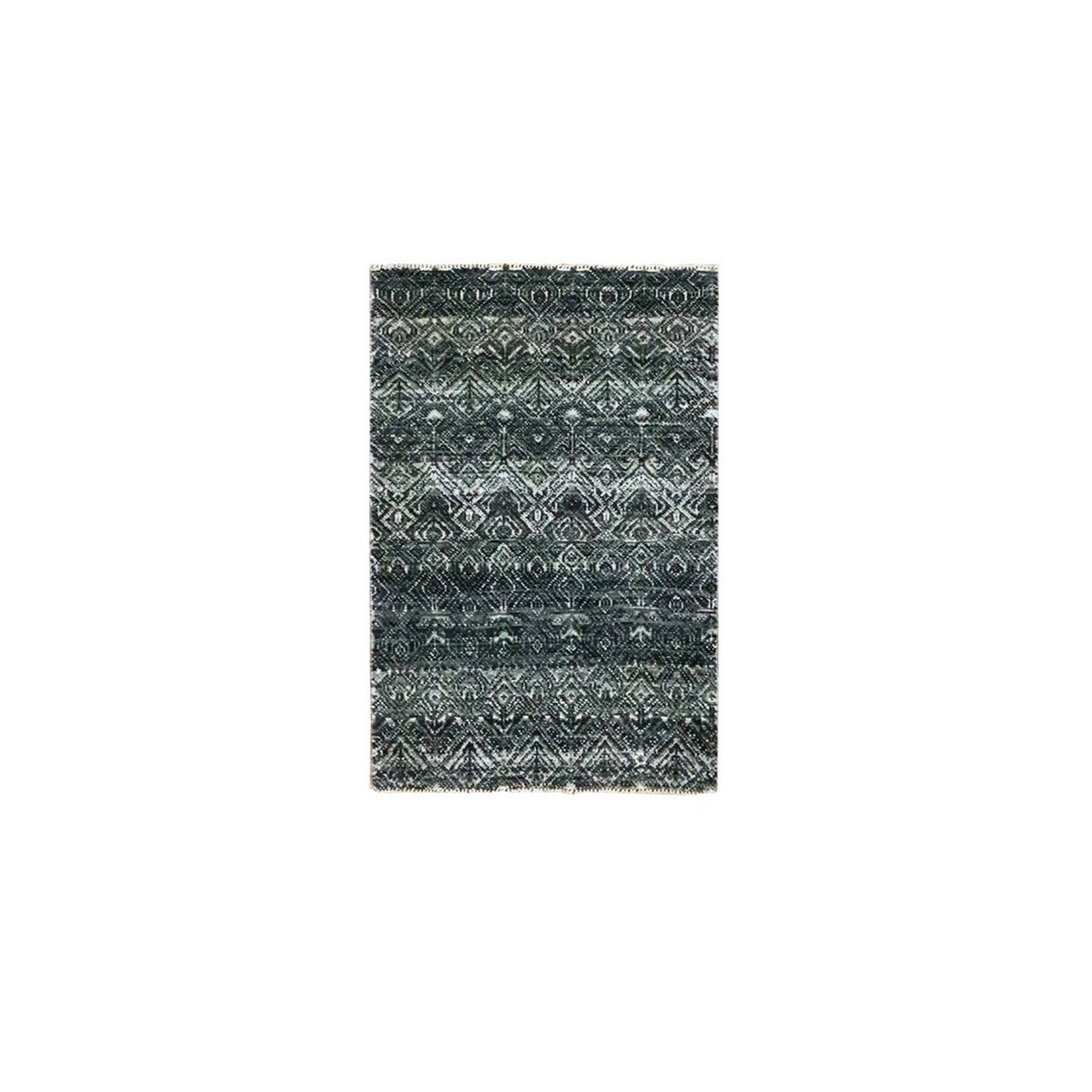 Modern and Contemporary Wool Hand Knotted Rug Grey 2.0x2.11 -O076158