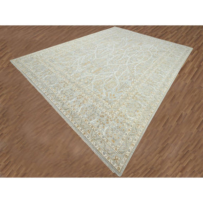 Fine Oriental Wool Hand Knotted Rug Grey 12.0x15.1 -O076159