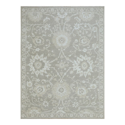 Oushak And Peshawar Wool Hand Knotted Rug Grey 9.1x12.3 -O076163