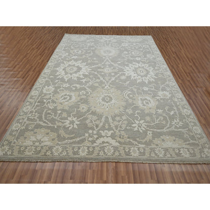 Oushak And Peshawar Wool Hand Knotted Rug Grey 9.1x12.3 -O076163