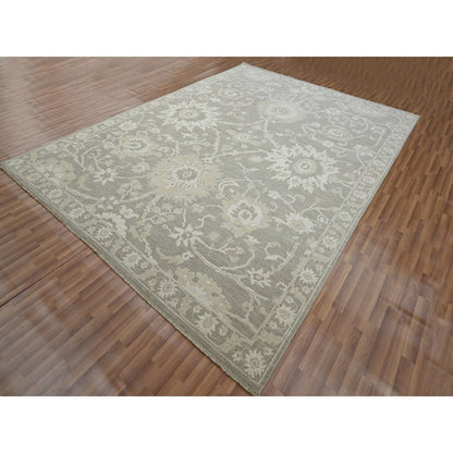 Oushak And Peshawar Wool Hand Knotted Rug Grey 9.1x12.3 -O076163