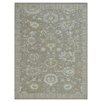 Oushak And Peshawar Wool Hand Knotted Rug Grey 8.11x11.10 -O076164