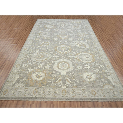Oushak And Peshawar Wool Hand Knotted Rug Grey 8.11x11.10 -O076164