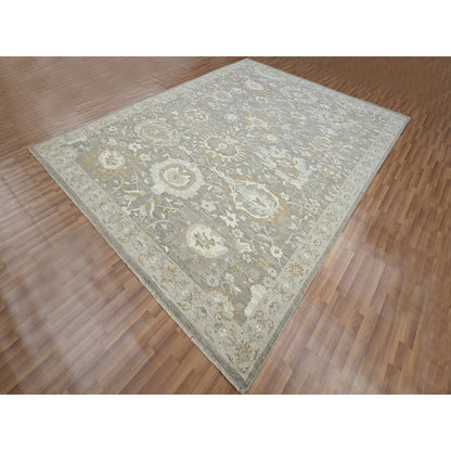 Oushak And Peshawar Wool Hand Knotted Rug Grey 8.11x11.10 -O076164