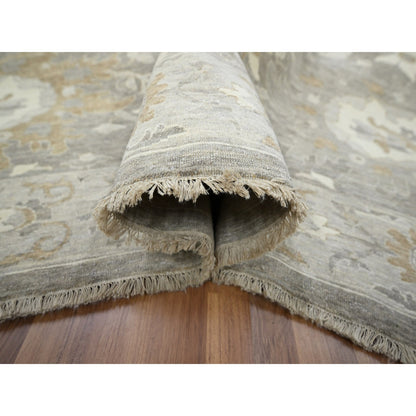 Oushak And Peshawar Wool Hand Knotted Rug Grey 8.11x11.10 -O076164
