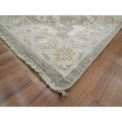 Oushak And Peshawar Wool Hand Knotted Rug Grey 8.11x11.10 -O076164