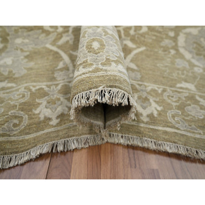 Oushak And Peshawar Wool Hand Knotted Rug Green 9.0x12.0 -O076165