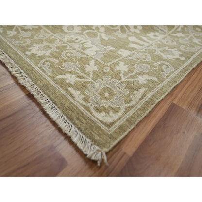 Oushak And Peshawar Wool Hand Knotted Rug Green 9.0x12.0 -O076165