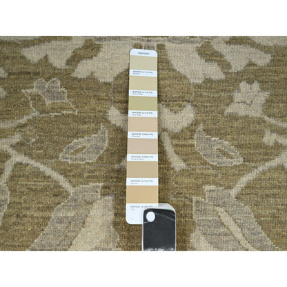 Oushak And Peshawar Wool Hand Knotted Rug Green 9.0x12.0 -O076165