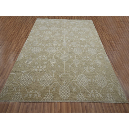 Oushak And Peshawar Wool Hand Knotted Rug Brown 8.1x10.1 -O076166