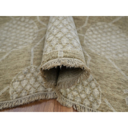 Oushak And Peshawar Wool Hand Knotted Rug Brown 8.1x10.1 -O076166