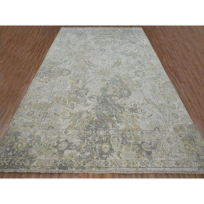 Oushak And Peshawar Wool Hand Knotted Rug Grey 9.2x12.5 -O076169
