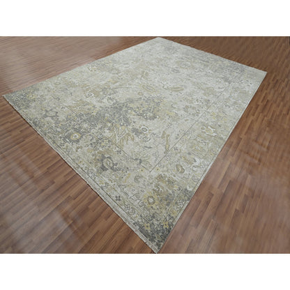 Oushak And Peshawar Wool Hand Knotted Rug Grey 9.2x12.5 -O076169
