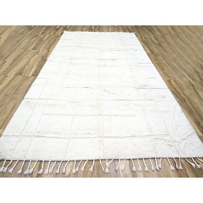 Tribal & Geometric Wool Hand Knotted Rug Ivory 10.1x14.0 -O076211