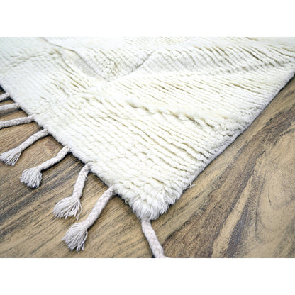 Tribal & Geometric Wool Hand Knotted Rug Ivory 10.1x14.0 -O076211