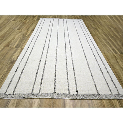 Modern and Contemporary Wool Hand Knotted Rug Ivory 10.0x14.0 -O076212
