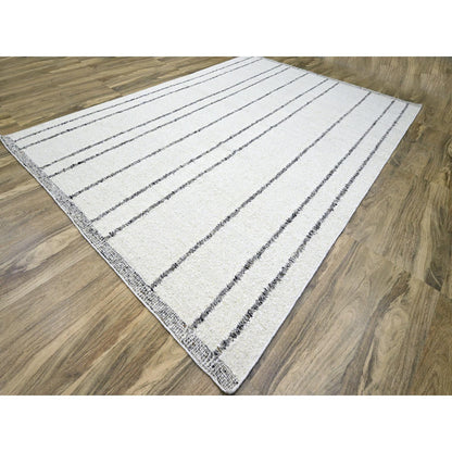 Modern and Contemporary Wool Hand Knotted Rug Ivory 10.0x14.0 -O076212