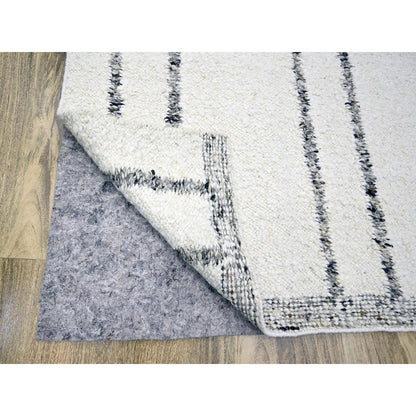 Modern and Contemporary Wool Hand Knotted Rug Ivory 10.0x14.0 -O076212