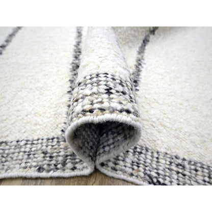 Modern and Contemporary Wool Hand Knotted Rug Ivory 10.0x14.0 -O076212