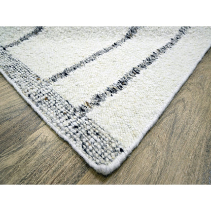 Modern and Contemporary Wool Hand Knotted Rug Ivory 10.0x14.0 -O076212
