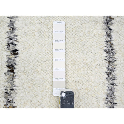 Modern and Contemporary Wool Hand Knotted Rug Ivory 10.0x14.0 -O076212