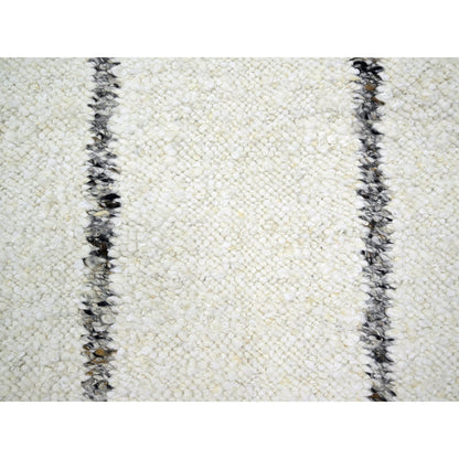 Modern and Contemporary Wool Hand Knotted Rug Ivory 10.0x14.0 -O076212