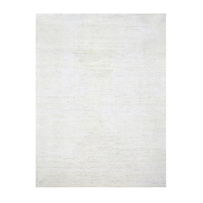 Modern and Contemporary Wool Hand Knotted Rug Ivory 9.0x12.0 -O076215