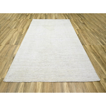 Modern and Contemporary Wool Hand Knotted Rug Ivory 9.0x12.0 -O076215