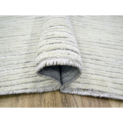 Modern and Contemporary Wool Hand Knotted Rug Ivory 9.0x12.0 -O076215