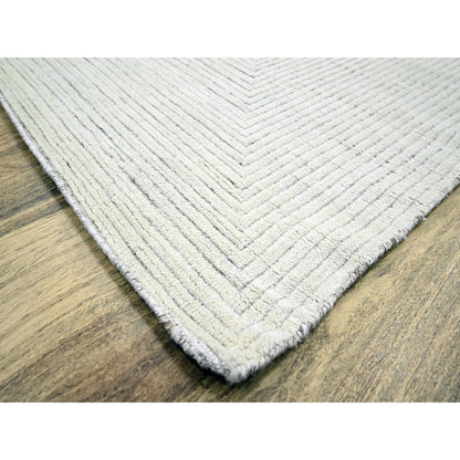 Modern and Contemporary Wool Hand Knotted Rug Ivory 9.0x12.0 -O076215