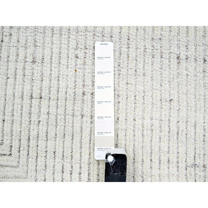 Modern and Contemporary Wool Hand Knotted Rug Ivory 9.0x12.0 -O076215