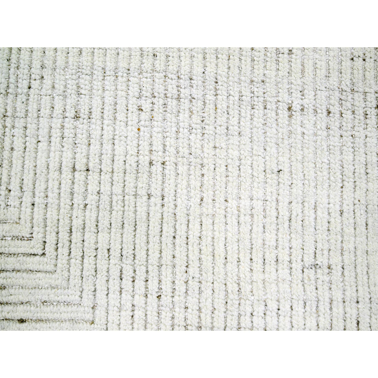 Ivory 9'0" x 12'0" Modern and Contemporary Hand knotted Wool Rug - Sku: O076215