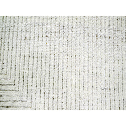 Modern and Contemporary Wool Hand Knotted Rug Ivory 9.0x12.0 -O076215