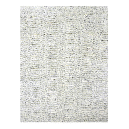 Modern and Contemporary Wool Hand Knotted Rug Ivory 9.4x11.10 -O076216
