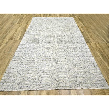Modern and Contemporary Wool Hand Knotted Rug Ivory 9.4x11.10 -O076216