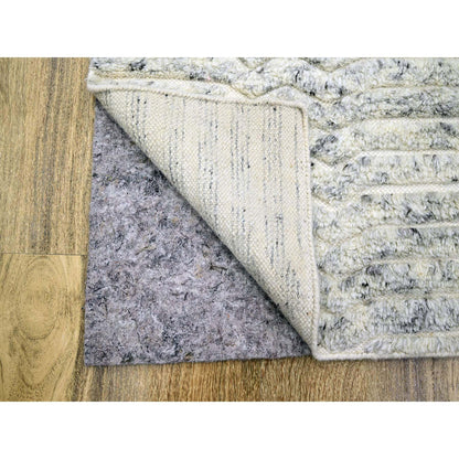 Modern and Contemporary Wool Hand Knotted Rug Ivory 9.4x11.10 -O076216