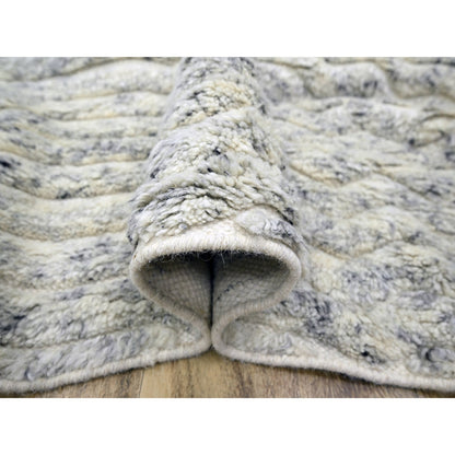 Modern and Contemporary Wool Hand Knotted Rug Ivory 9.4x11.10 -O076216