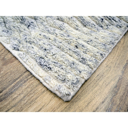 Modern and Contemporary Wool Hand Knotted Rug Ivory 9.4x11.10 -O076216