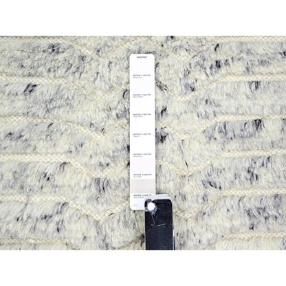 Modern and Contemporary Wool Hand Knotted Rug Ivory 9.4x11.10 -O076216