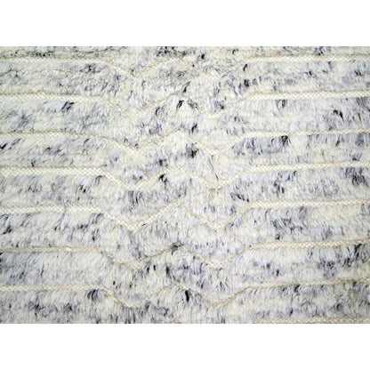 Modern and Contemporary Wool Hand Knotted Rug Ivory 9.4x11.10 -O076216
