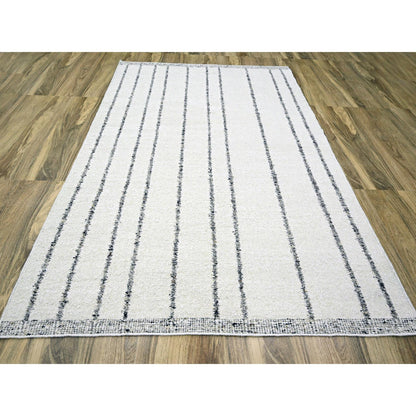 Modern and Contemporary Wool Hand Knotted Rug Ivory 8.2x10.2 -O076217
