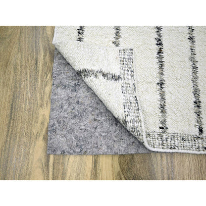 Modern and Contemporary Wool Hand Knotted Rug Ivory 8.2x10.2 -O076217
