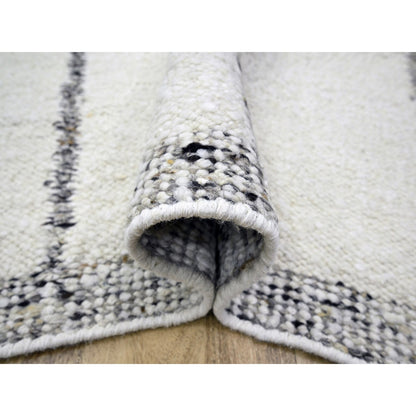 Modern and Contemporary Wool Hand Knotted Rug Ivory 8.2x10.2 -O076217