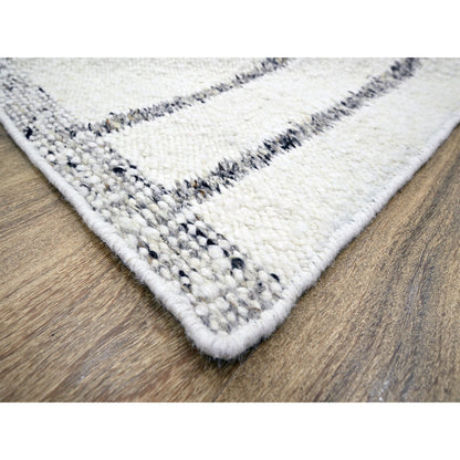 Modern and Contemporary Wool Hand Knotted Rug Ivory 8.2x10.2 -O076217