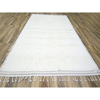 Modern and Contemporary Wool Hand Knotted Rug Ivory 9.1x12.3 -O076219