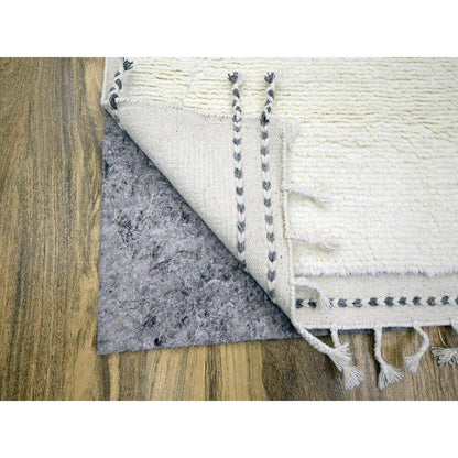 Modern and Contemporary Wool Hand Knotted Rug Ivory 9.1x12.3 -O076219