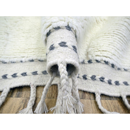 Modern and Contemporary Wool Hand Knotted Rug Ivory 9.1x12.3 -O076219