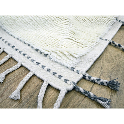 Modern and Contemporary Wool Hand Knotted Rug Ivory 9.1x12.3 -O076219