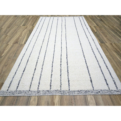 Modern and Contemporary Wool Hand Knotted Rug Ivory 9.3x12.1 -O076220